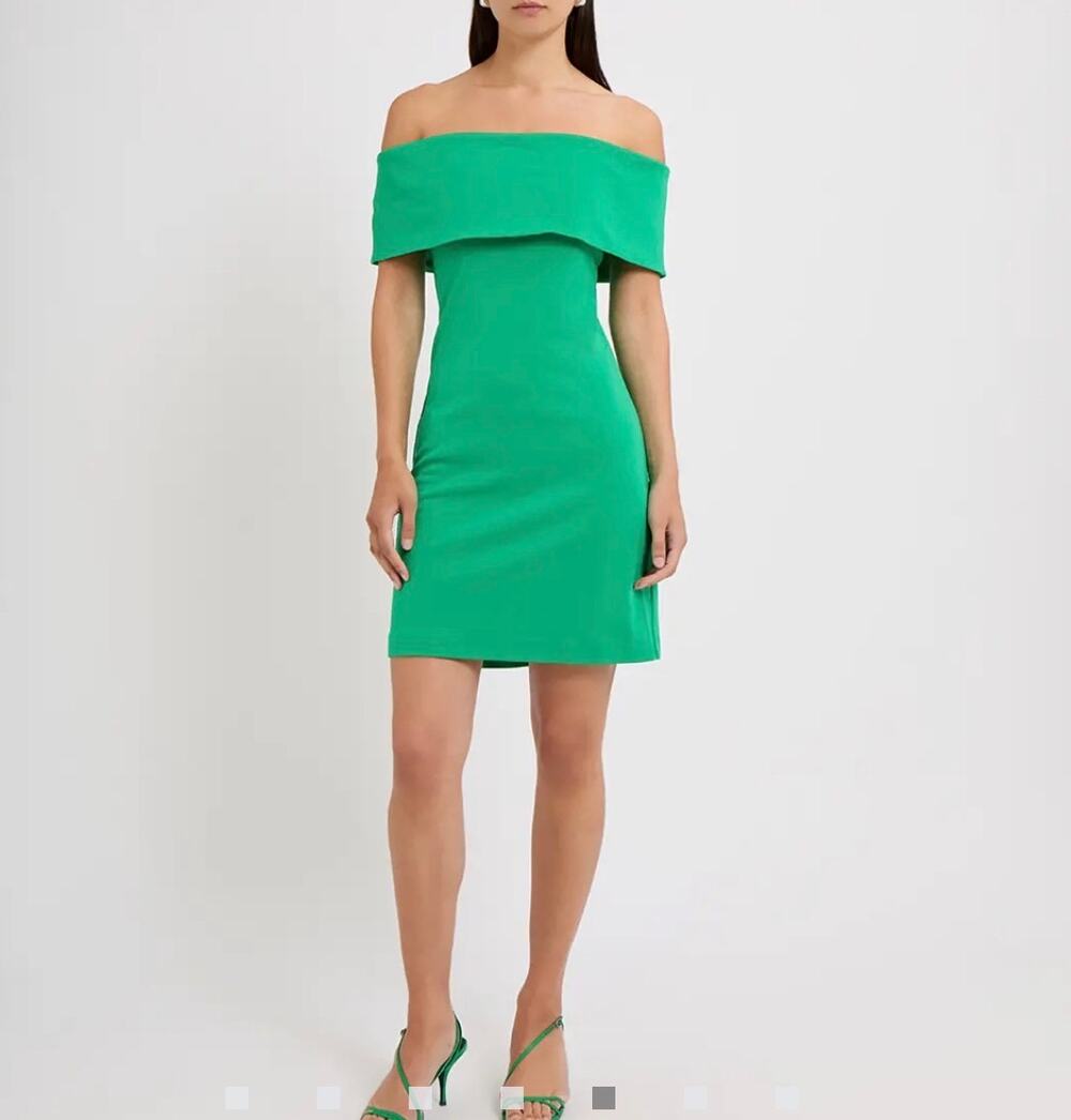 COS Emerald Green Off Shoulder Foldover Mini Dress Size Medium